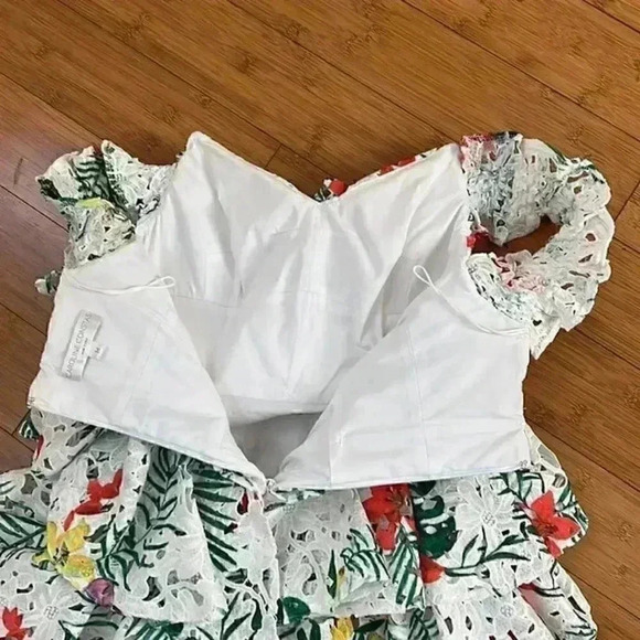 NWOT CAROLINE CONSTAS HELENA PRINTED LACE TIERED DRESS  medium made New York - Picture 6 of 9